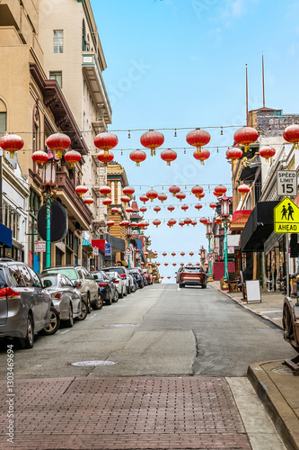 Photography A view into Chinatown in the morning in San Francisco in early springtime