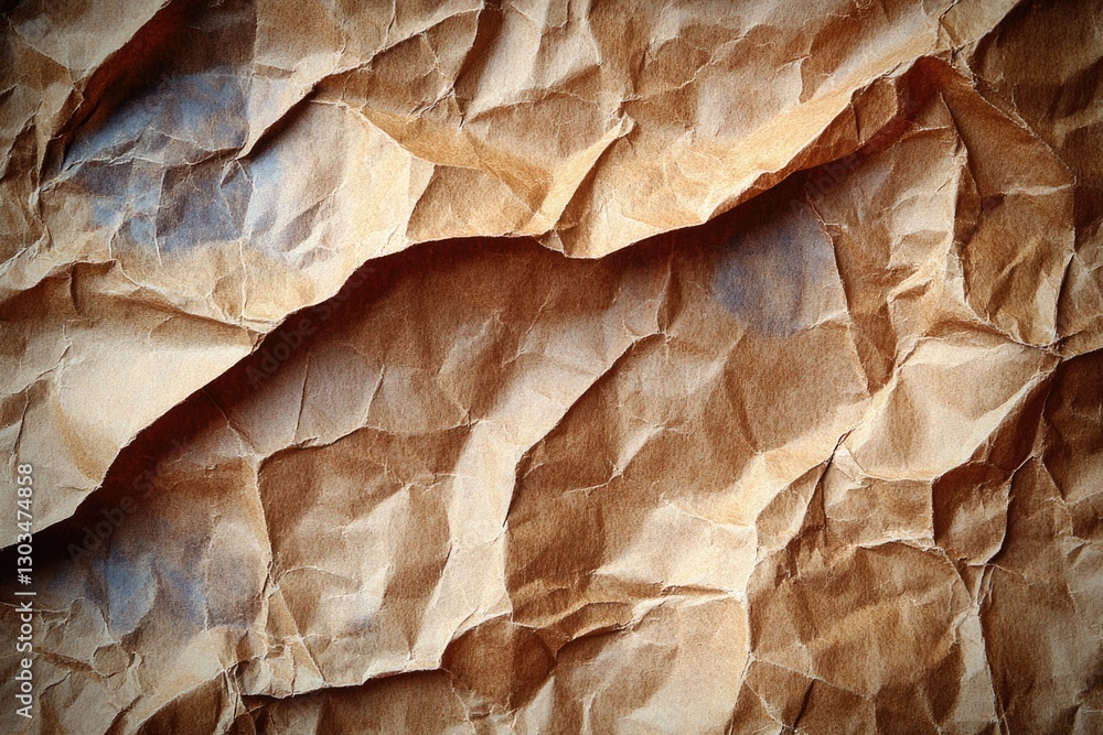 A close-up shot of a piece of brown paper with texture and creases A close-up shot of a piece of brown paper with texture and creases
