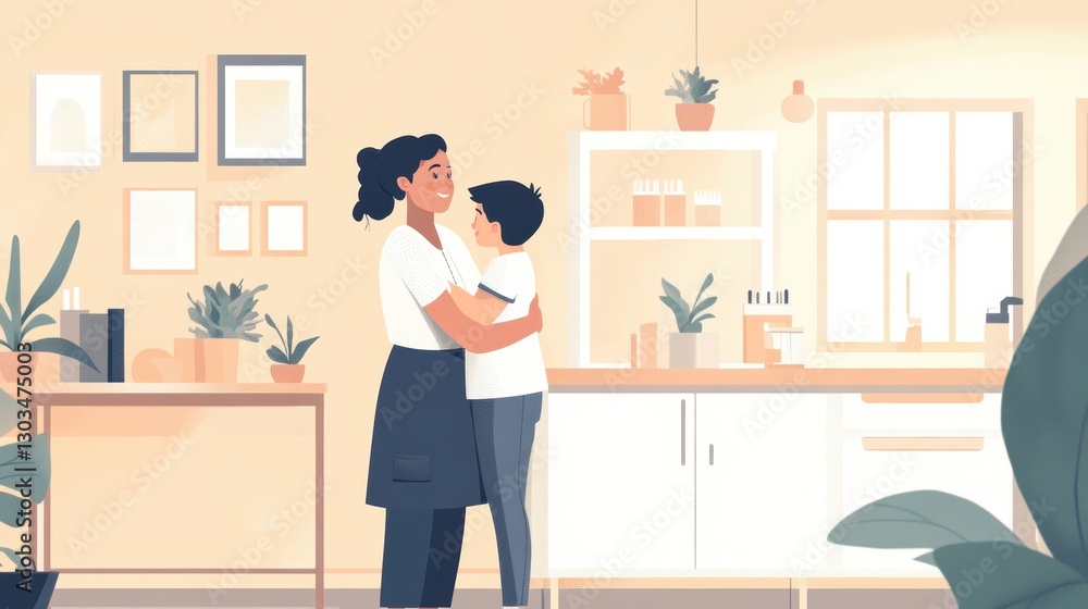 Nurse Hugging Her Child After a Vaccine – Warm and Supportive Clinic Moment Nurse Hugging Her Child After a Vaccine – Warm and Supportive Clinic Moment