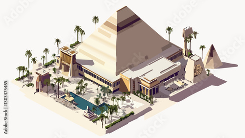 Luxor Hotel & Casino in Las Vegas- Isometric Design .eps