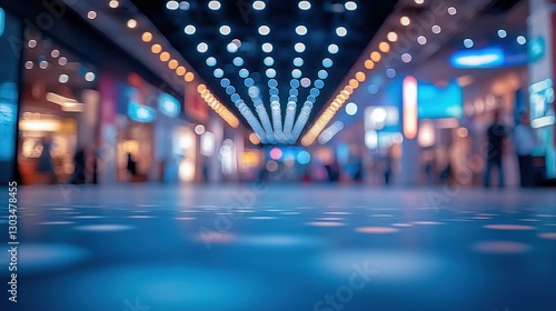 Night Shopping Mall, Blurred Lights and Bokeh