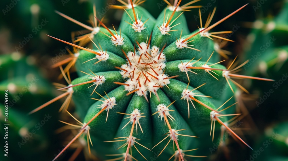 Vibrant Green Macro Cactus Background with Sharp Thorns for Design Projects and Nature Concepts Vibrant Green Macro Cactus Background with Sharp Thorns for Design Projects and Nature Concepts