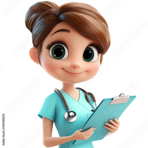 3D Animated Female Nurse with Stethoscope
