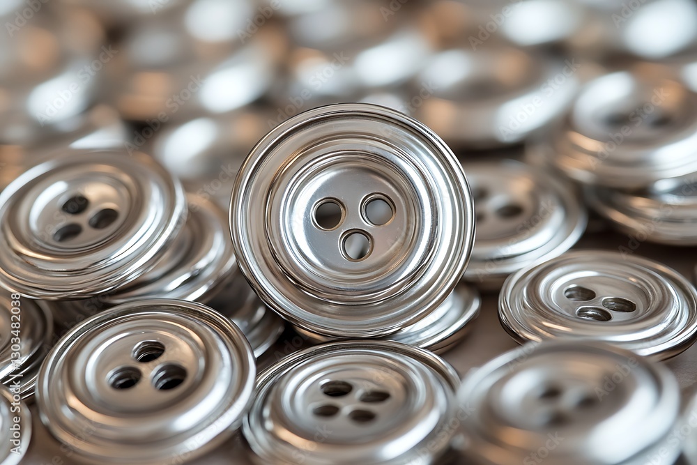 Buttons shine in neat pile on surface