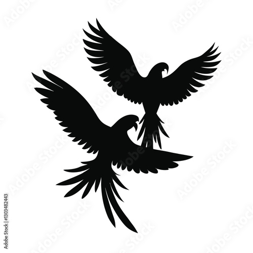 birds silhouette isolate on white background