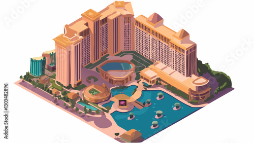 The Wynn Las Vegas Hotel in Isometric View