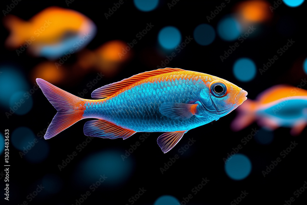 Fototapeta premium Colorful Small Fish Swimming Gracefully in a Vibrant Underwater Environment