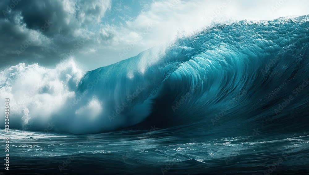 Majestic Ocean Wave Crashing with Powerful Force Under Dramatic Clouds and Vibrant Blue Tones Capturing the Beauty of Nature's Energetic Display Majestic Ocean Wave Crashing with Powerful Force Under Dramatic Clouds and Vibrant Blue Tones Capturing the Beauty of Nature's Energetic Display