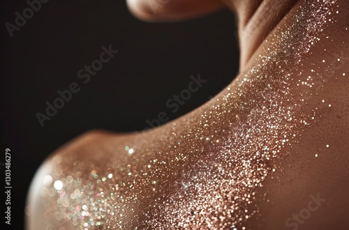 Close-up of a female body with glitter on the skin, Ai Generated