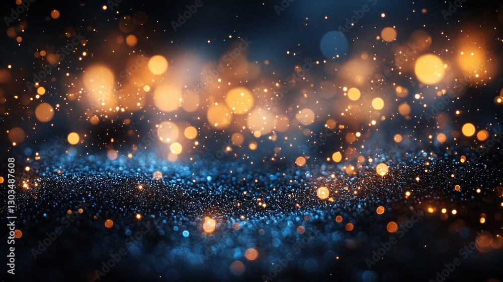 Abstract Sparkling Night: Blue and Gold Glitter Abstract Sparkling Night: Blue and Gold Glitter