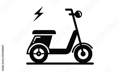 Electric scooter icon, electric scooter icon, kickboard silhouette vector