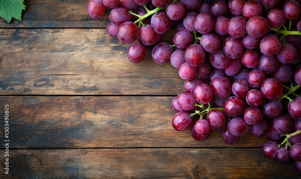 Grapes on a wooden background, top view. A bunch of red grapes with copy space for your text Grapes on a wooden background, top view. A bunch of red grapes with copy space for your text