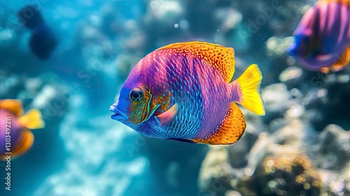 tropical fish in the sea, close up of tropical colorful fish, underwater life