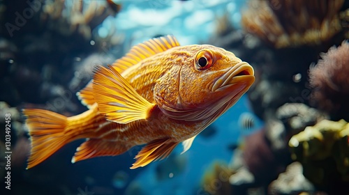 tropical fish in the sea, close up of tropical colorful fish, underwater life