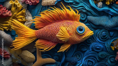 tropical fish in the sea, close up of tropical colorful fish, underwater life