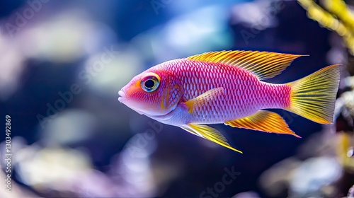 tropical fish in the sea, close up of tropical colorful fish, underwater life