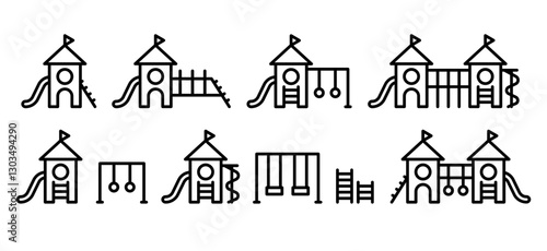 Playground icon set. Vector playground slide illustrations.