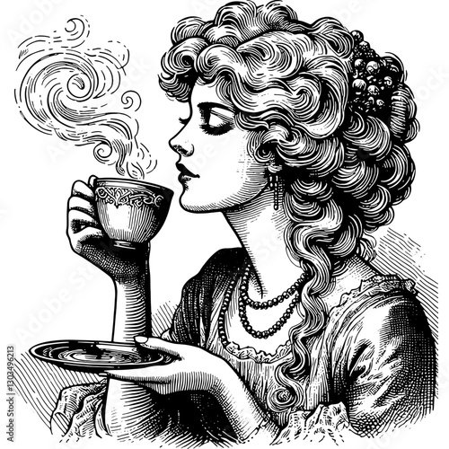 Woman Drinking Cup Of Coffee Or Tea