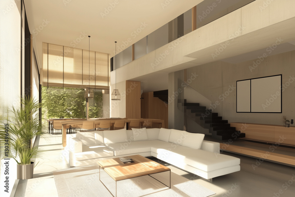 Sophisticated Neutral Living Space with Wooden Elements