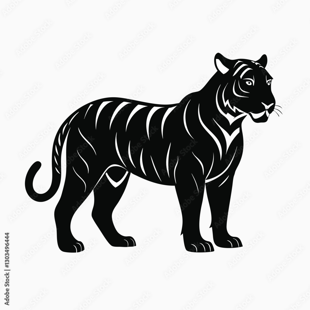 Obraz premium tiger silhouette isolate on white background