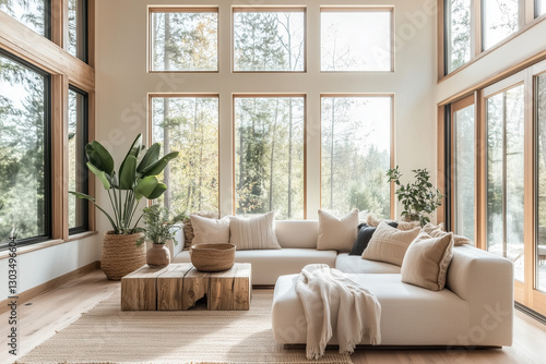 Luxury Open-Concept Living Room with Double-Height Windows