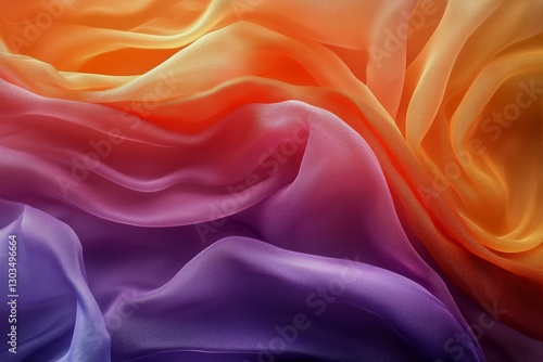 Colorful Flowing Fabric Creates an Abstract Wave Pattern in Warm Tones and So...