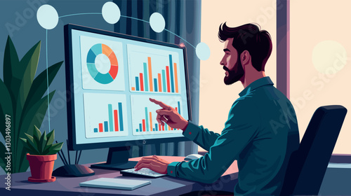 Digital marketer analyzing data with social media insights