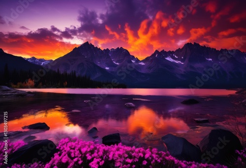 captivating landscape silhouettes framed vibrant dusk sky showcasing rich colors dynamic light transitions visual delight, horizon, scenery, sunset, contrast