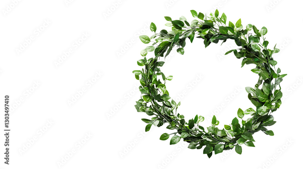 Green leaf wreath isolated on black background Green leaf wreath isolated on black background