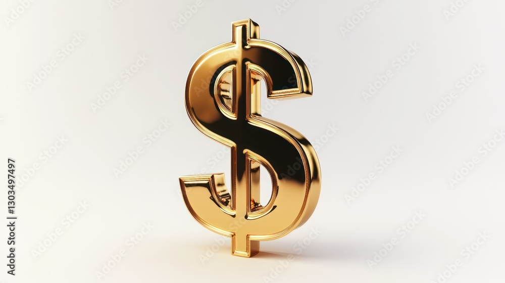Obraz premium 3D Golden Dollar Sign Isolated on White Background. Possible Use Stock Photo