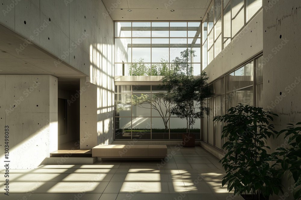 Industrial Minimalist Home with Concrete Walls & Glass Windows