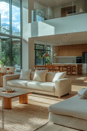 Spacious and Modern Living Room With Natural Light and Minimalist Decor in a ...