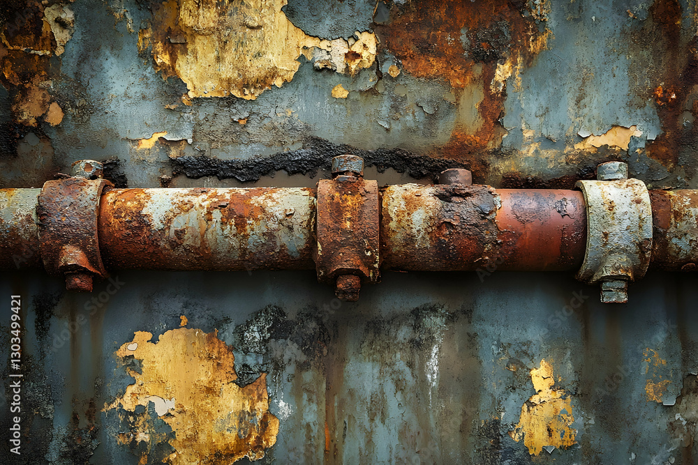 Rusted industrial tunnel with corroded pipes Rusted industrial tunnel with corroded pipes