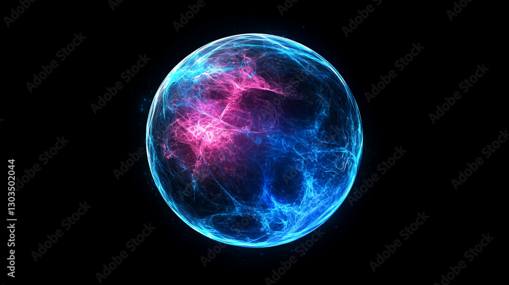 Beautiful Abstract Oxygen Bubbles: O2 Floating in a Blue Atmospheric Background An energy ball or plasma cluster filled with intertwining strands of pink and blue light. Beautiful Abstract Oxygen Bubbles: O2 Floating in a Blue Atmospheric Background An energy ball or plasma cluster filled with intertwining strands of pink and blue light.