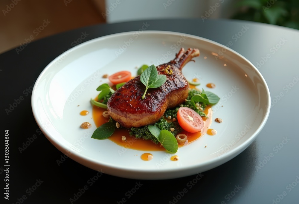 sleek duck dish presented minimalistic backdrop elegant design contemporary aesthetics, artisan, appeal, arrangement, artistic, balance, bird, classy sleek duck dish presented minimalistic backdrop elegant design contemporary aesthetics, artisan, appeal, arrangement, artistic, balance, bird, classy