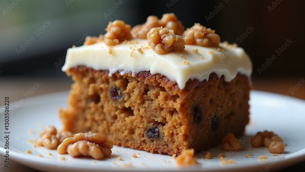 A vividly detailed 8k image of a slice of carrot cake, moist and flavorful with cream cheese frosting, adorned with walnuts and raisins, showcasin, ultra detailed, 8k resolution, HDR, professional A vividly detailed 8k image of a slice of carrot cake, moist and flavorful with cream cheese frosting, adorned with walnuts and raisins, showcasin, ultra detailed, 8k resolution, HDR, professional