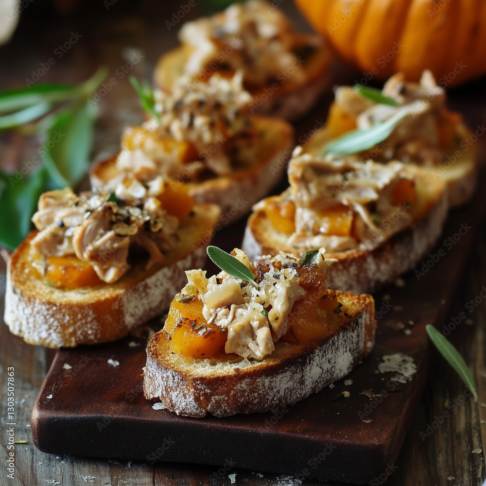 Bruschetta with chicken pate and pumpkin Bruschetta with chicken pate and pumpkin