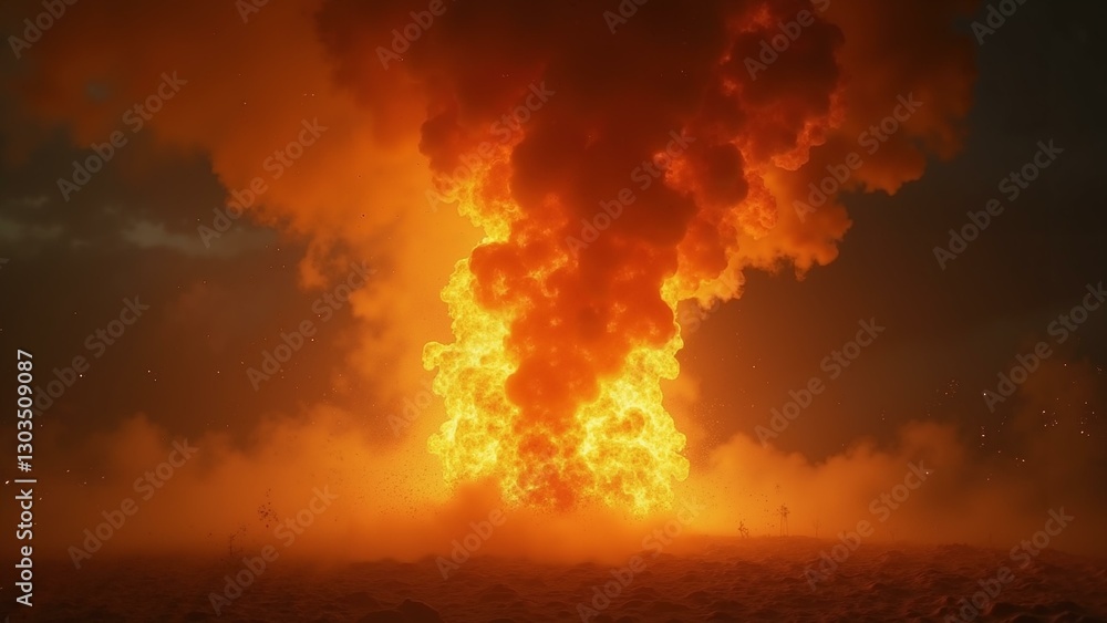 Naklejka premium A vivid depiction of a fierce fire tornado, with intricate details of swirling flames, smoke, and debris, set in a realistic 8k resolution for an , ultra detailed, 8k resolution, HDR, professional