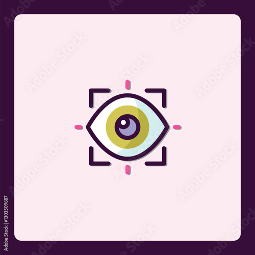 Stylish eye icon with detection grid representing digital security scan