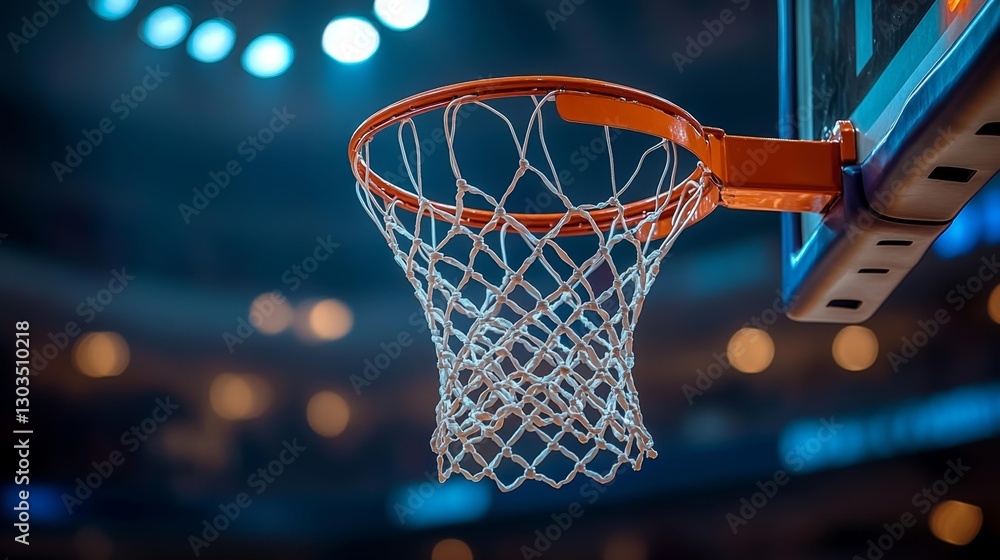 Basketball Net in Motion with Ball Passing Through for a Perfect Shot. Generative AI Basketball Net in Motion with Ball Passing Through for a Perfect Shot. Generative AI
