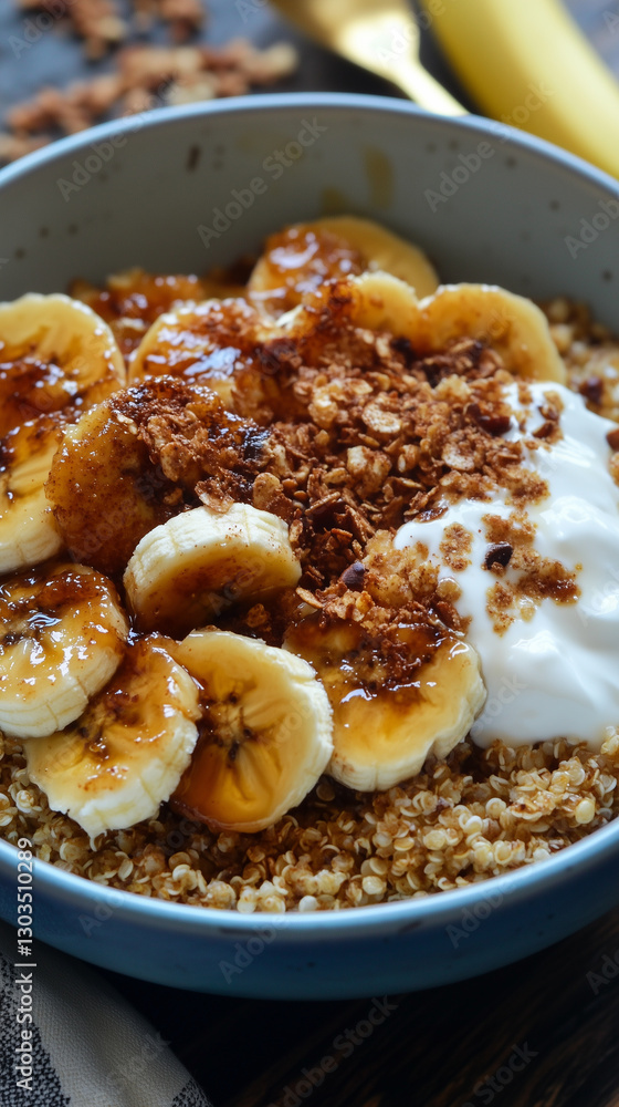 Quinoa bowl with caramelized banana and greek yogurt Quinoa bowl with caramelized banana and greek yogurt