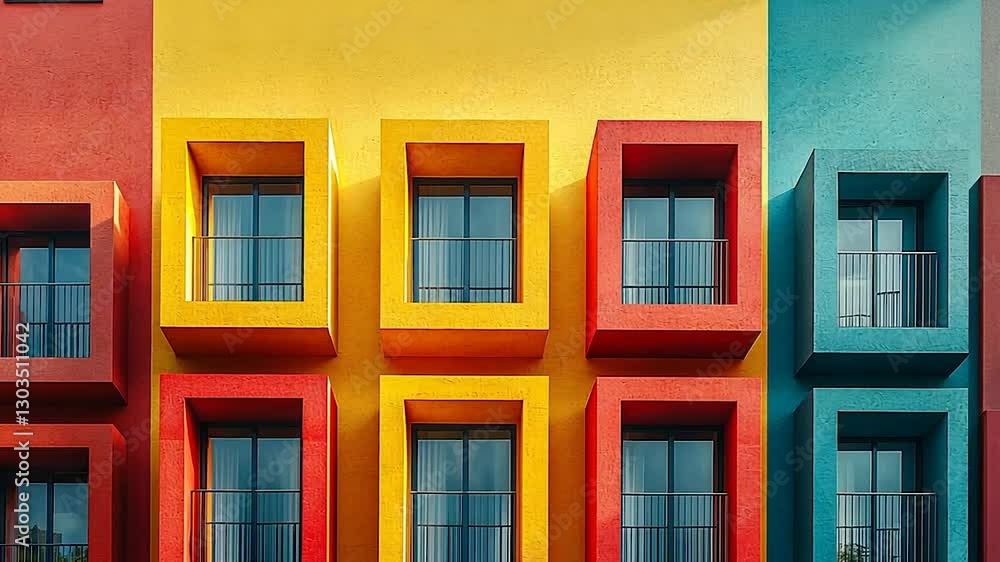 Vibrant Building Facade: A Symphony of Colors and Architecture Vibrant Building Facade: A Symphony of Colors and Architecture