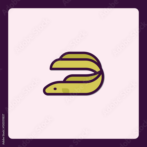 Elegant eel emblem with minimalist design and subdued color palette