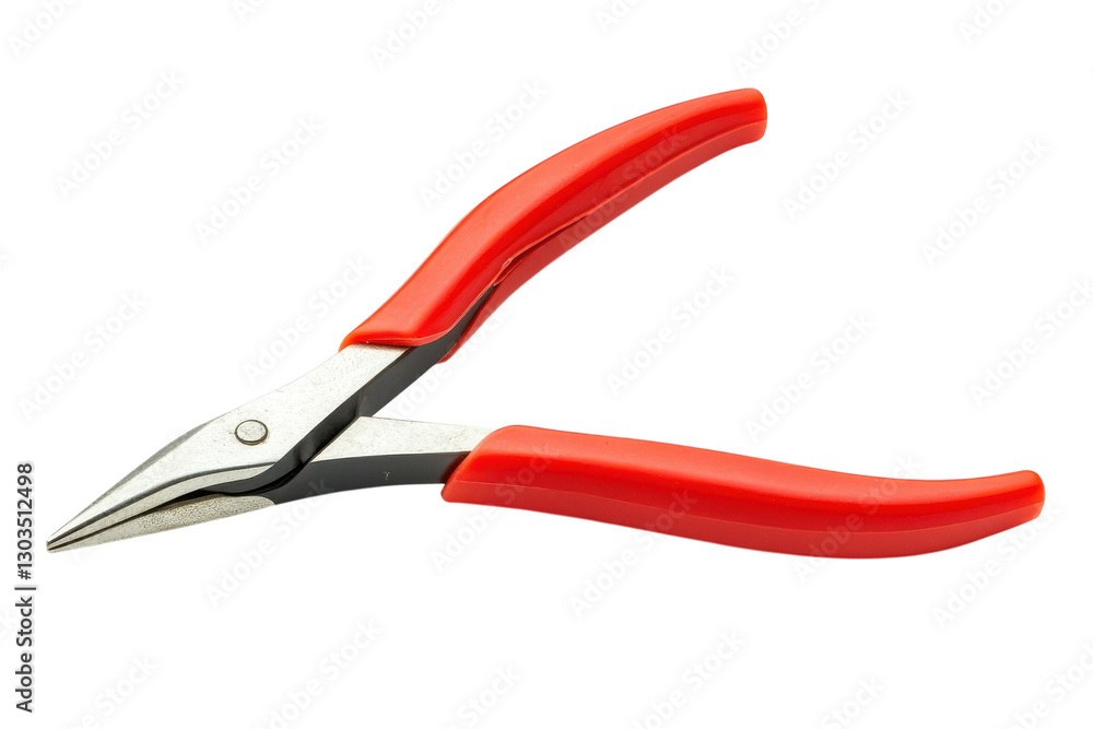 Precision tools for crafting: Red-handled pliers set against a clean, bright backdrop isolated on transparent background Precision tools for crafting: Red-handled pliers set against a clean, bright backdrop isolated on transparent background