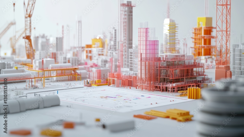Obraz premium Colorful 3D model of an industrial complex design