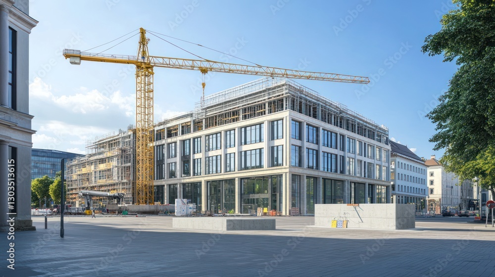 Construction site with modern building under construction Construction site with modern building under construction
