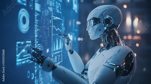 A Humanoid Robot Interacting With A Holographic Screen