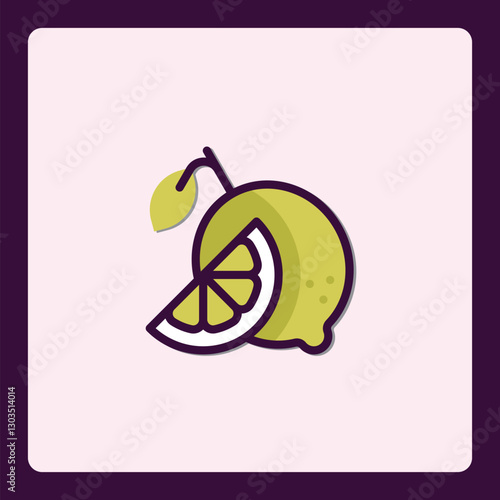 Stylized vector illustration of a sliced lemon and whole lemon fruit icon