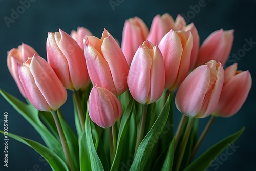 Beautiful Pink Tulips Blooming in a Garden During Springtime
