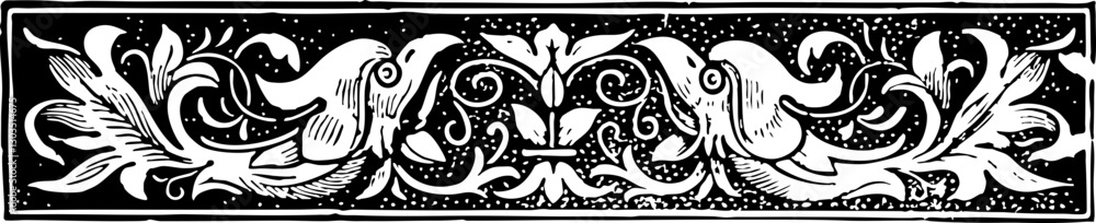 Intricately Designed 19th Century Ornamental Border Featuring Birds and Foliage Intricately Designed 19th Century Ornamental Border Featuring Birds and Foliage